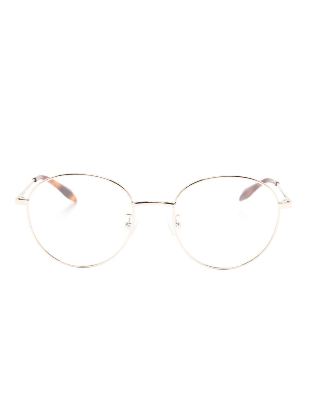 Alexander McQueen Eyewear logo-engraved round-frame glasses - Gold von Alexander McQueen Eyewear