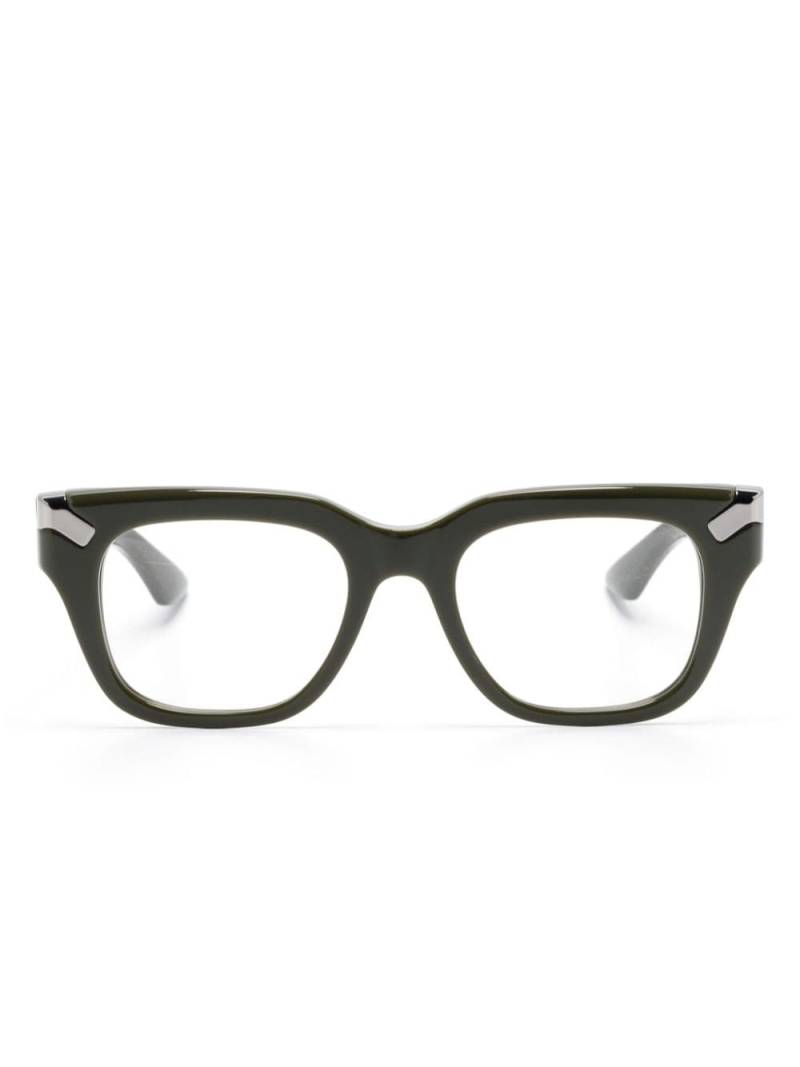 Alexander McQueen Eyewear logo-engraved square-frame glasses - Green von Alexander McQueen Eyewear