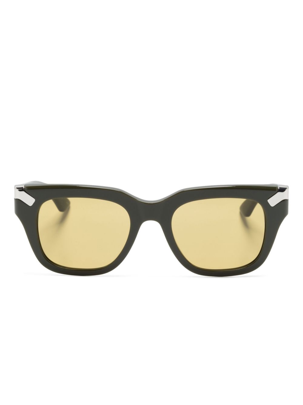 Alexander McQueen Eyewear logo-engraved square-frame sunglasses - Green von Alexander McQueen Eyewear