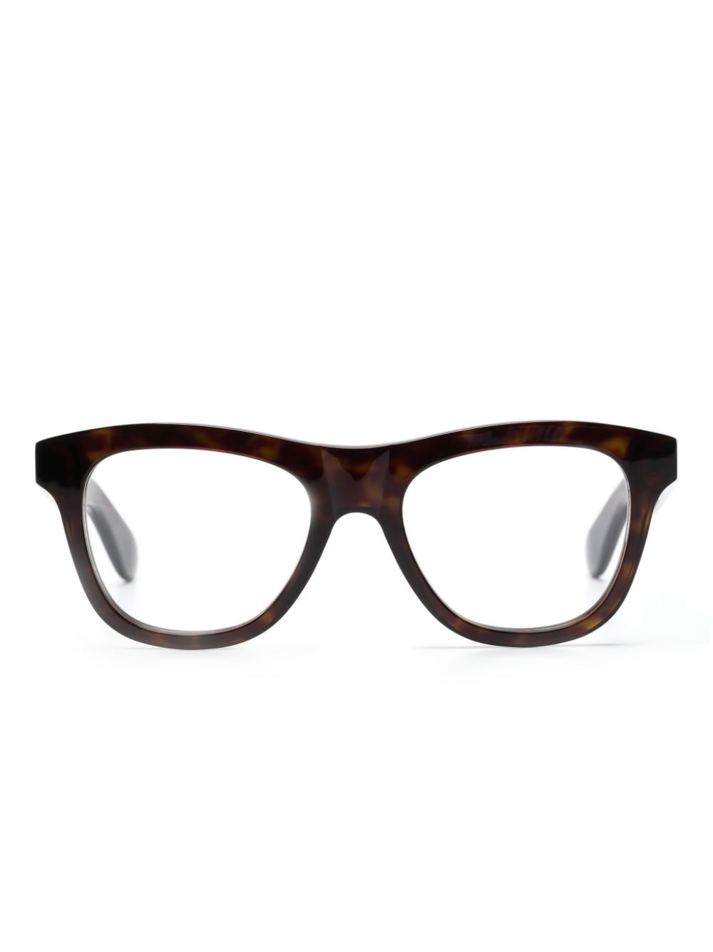 Alexander McQueen Eyewear logo-engraved tortoiseshell glasses - Brown von Alexander McQueen Eyewear