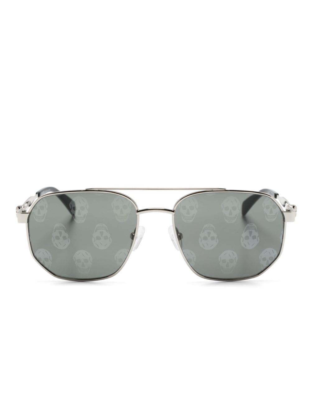 Alexander McQueen Eyewear skull-print pilot-frame sunglasses - Silver von Alexander McQueen Eyewear