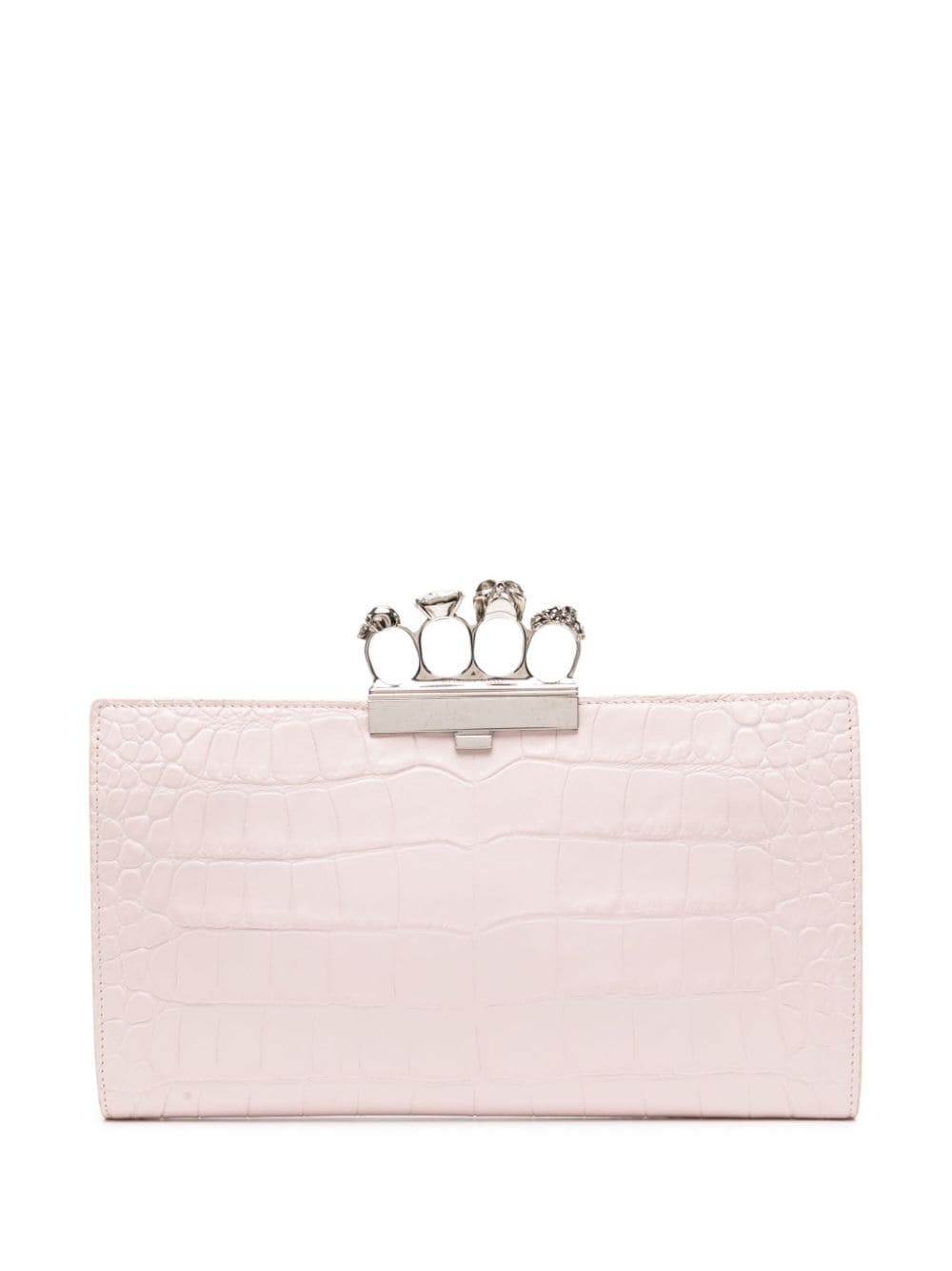 Alexander McQueen Pre-Owned Four Ring crocodile-effect clutch bag - Pink von Alexander McQueen Pre-Owned