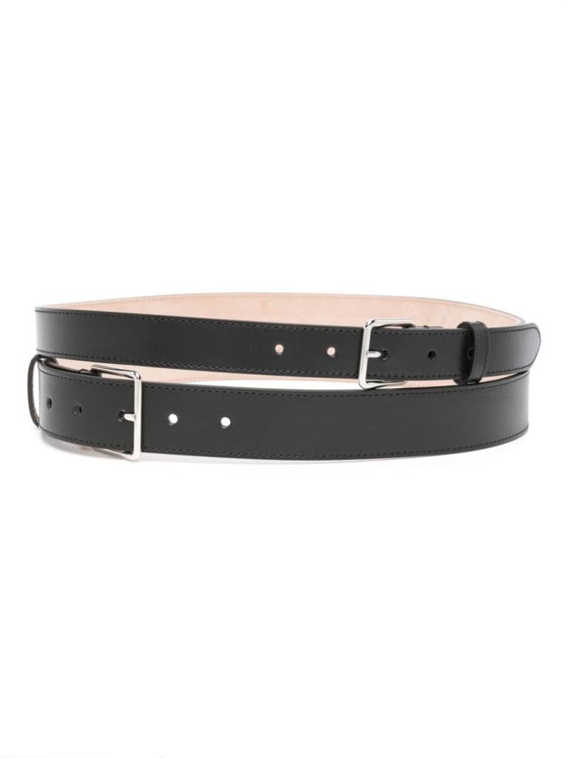 Alexander McQueen Pre-Owned double-strap leather belt - Black von Alexander McQueen Pre-Owned