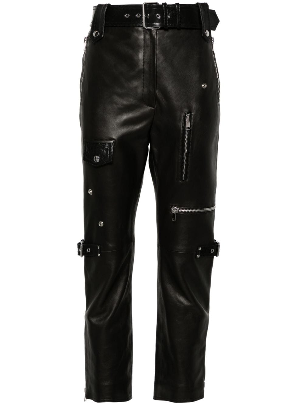 Alexander McQueen Pre-Owned high-waist leather trousers - Black von Alexander McQueen Pre-Owned