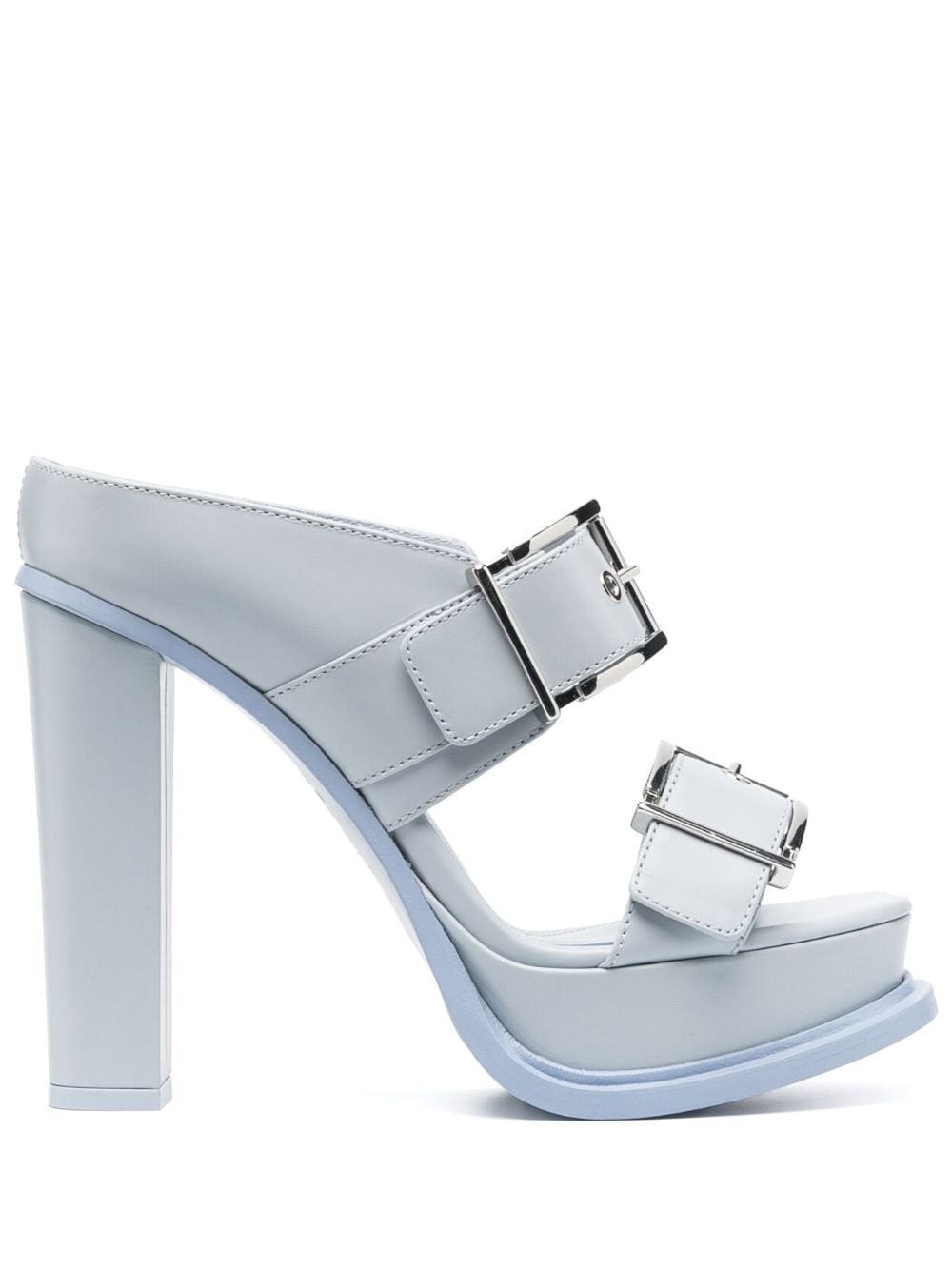 Alexander McQueen 120mm leather platform mules - Blue von Alexander McQueen