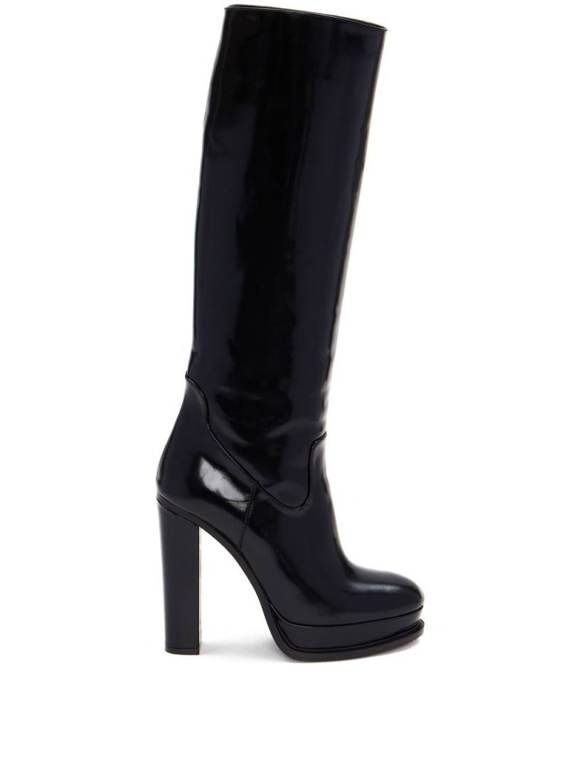 Alexander McQueen 120mm platform leather knee boots - Black von Alexander McQueen