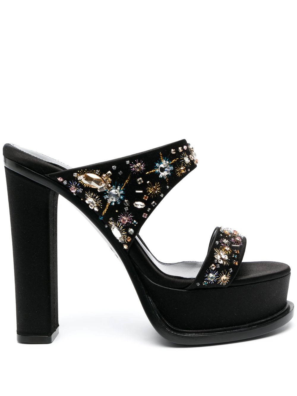 Alexander McQueen 145mm crystal-embellished platform mules - Black von Alexander McQueen