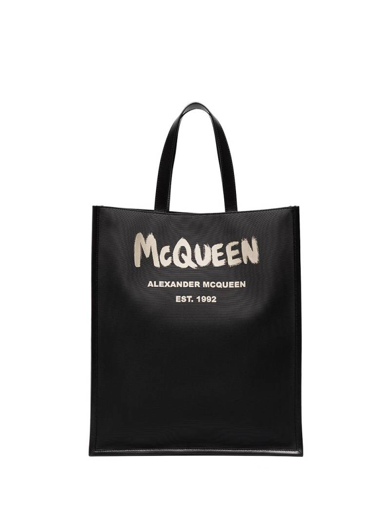 Alexander McQueen brushed logo tote bag - Black von Alexander McQueen