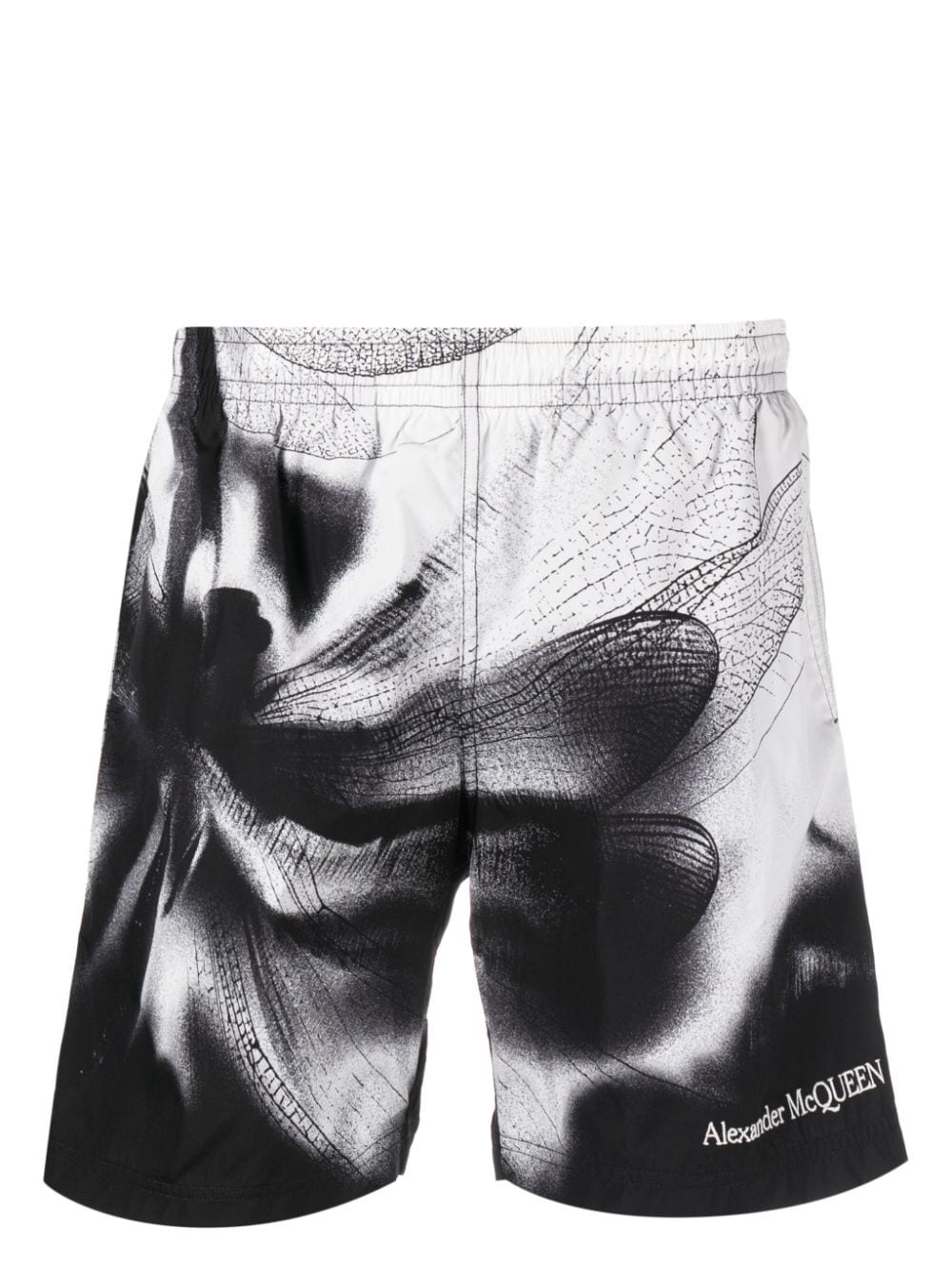Alexander McQueen Dragonfly-print swim shorts - Black von Alexander McQueen