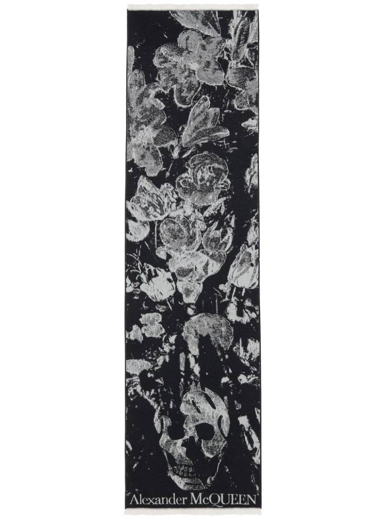 Alexander McQueen Flower Bloom wool scarf - Black von Alexander McQueen
