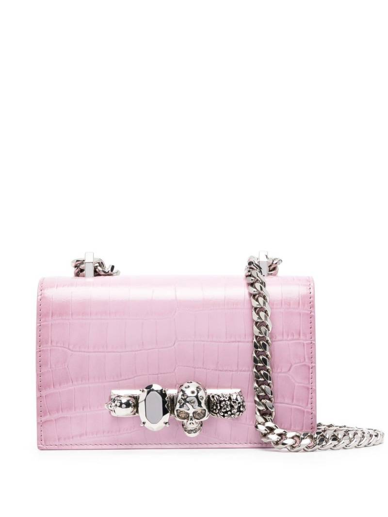 Alexander McQueen Jewelled crocodile-embossed satchel bag - Pink von Alexander McQueen