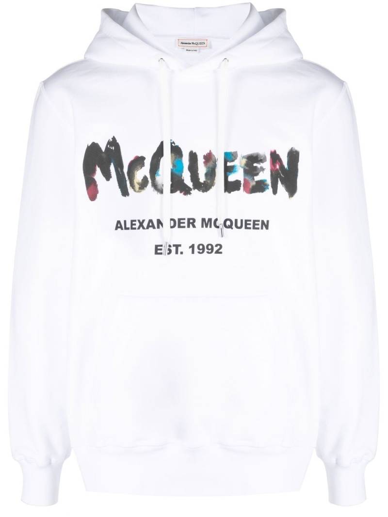 Alexander McQueen Graffiti-print cotton hoodie - White von Alexander McQueen