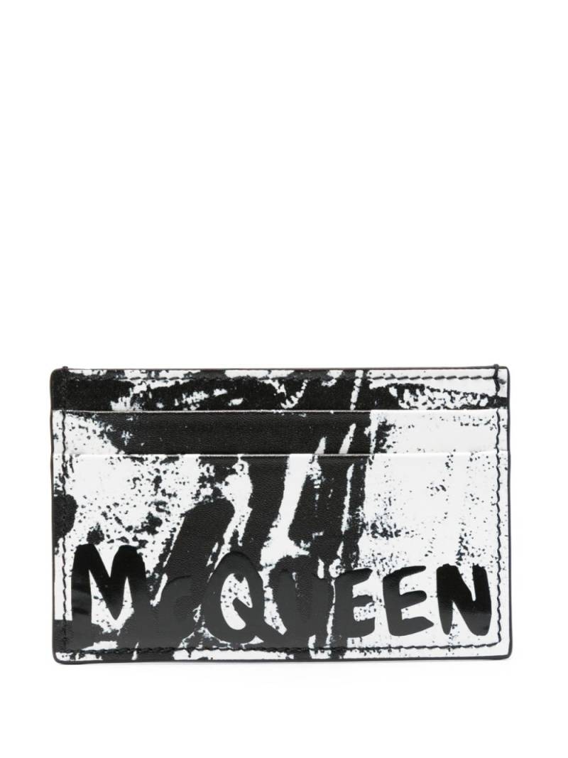 Alexander McQueen Graffiti-print leather cardholder - Black von Alexander McQueen