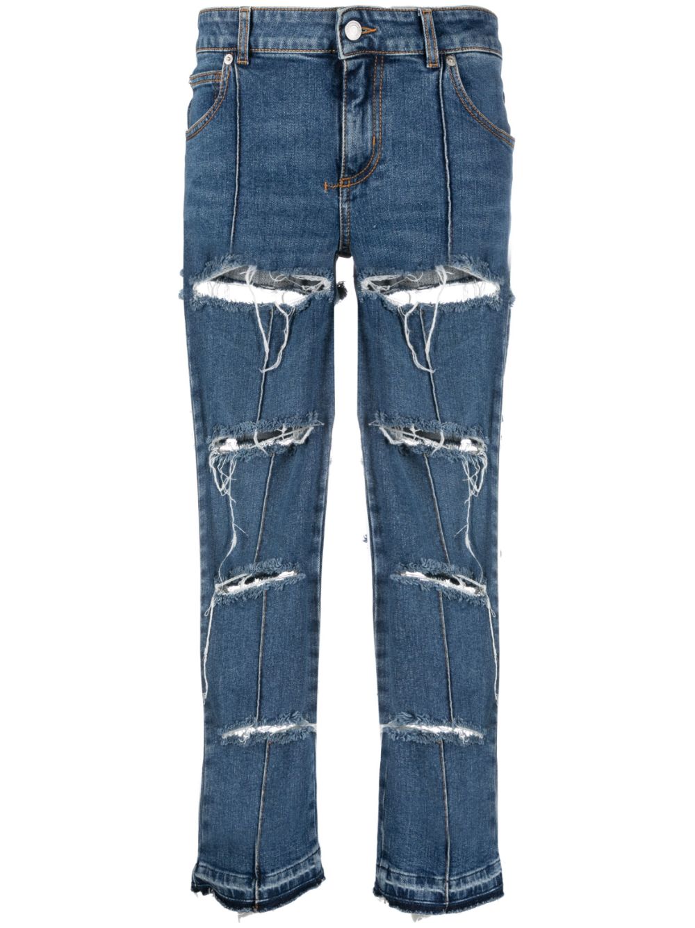 Alexander McQueen distressed cropped jeans - Blue von Alexander McQueen