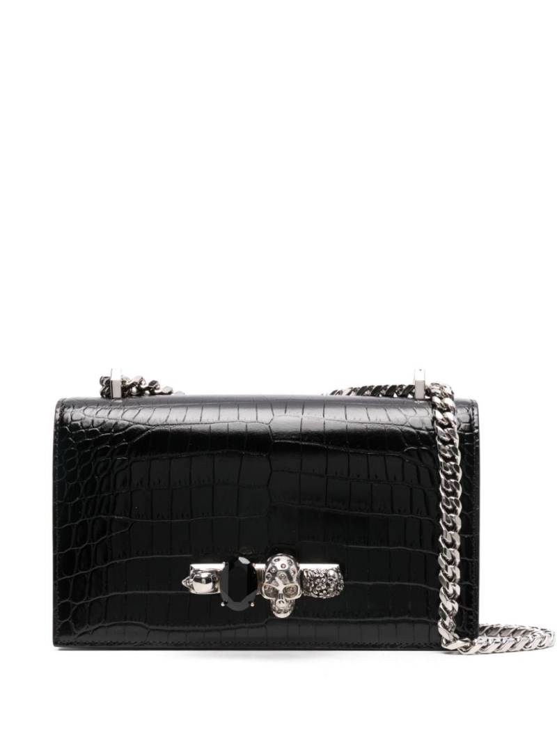 Alexander McQueen Jewelled crocodile effect bag - Black von Alexander McQueen