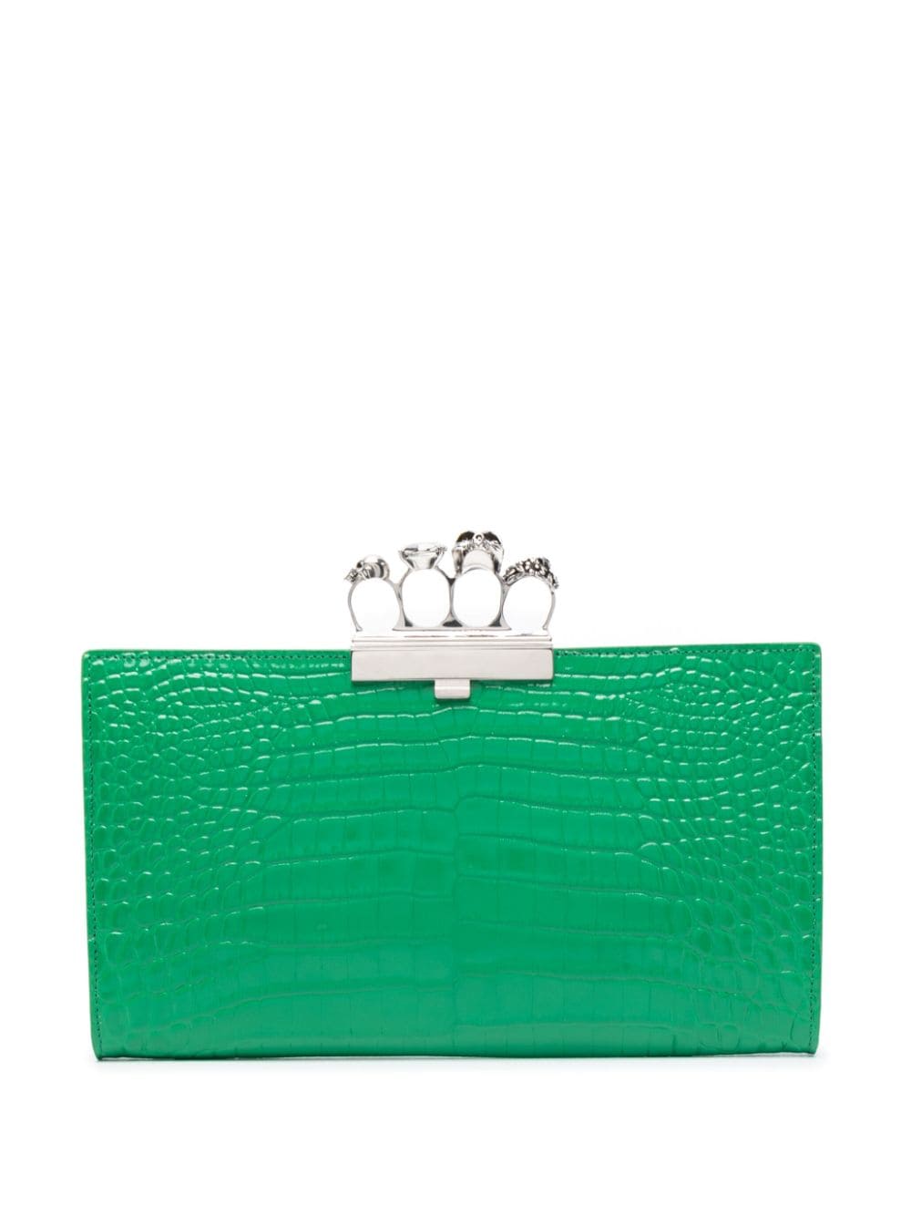 Alexander McQueen Jewelled crocodile-embossed clutch bag - Green von Alexander McQueen