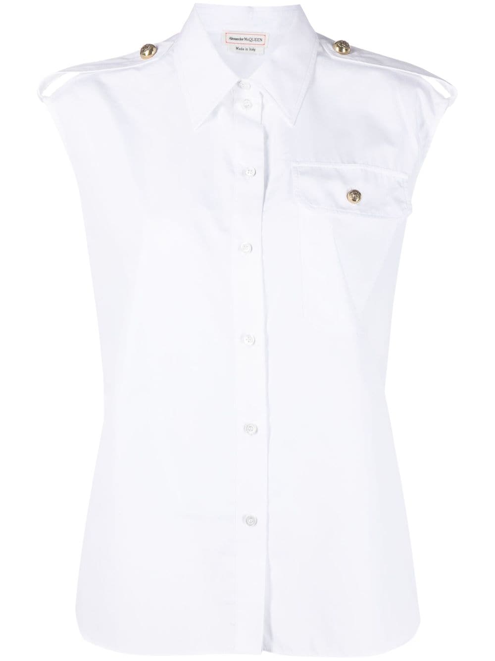 Alexander McQueen Military-pocket sleeveless shirt - White von Alexander McQueen