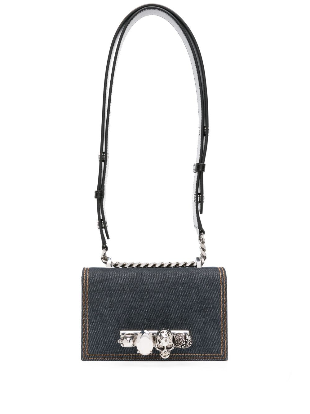 Alexander McQueen Mini Jewelled denim satchel bag - Blue von Alexander McQueen