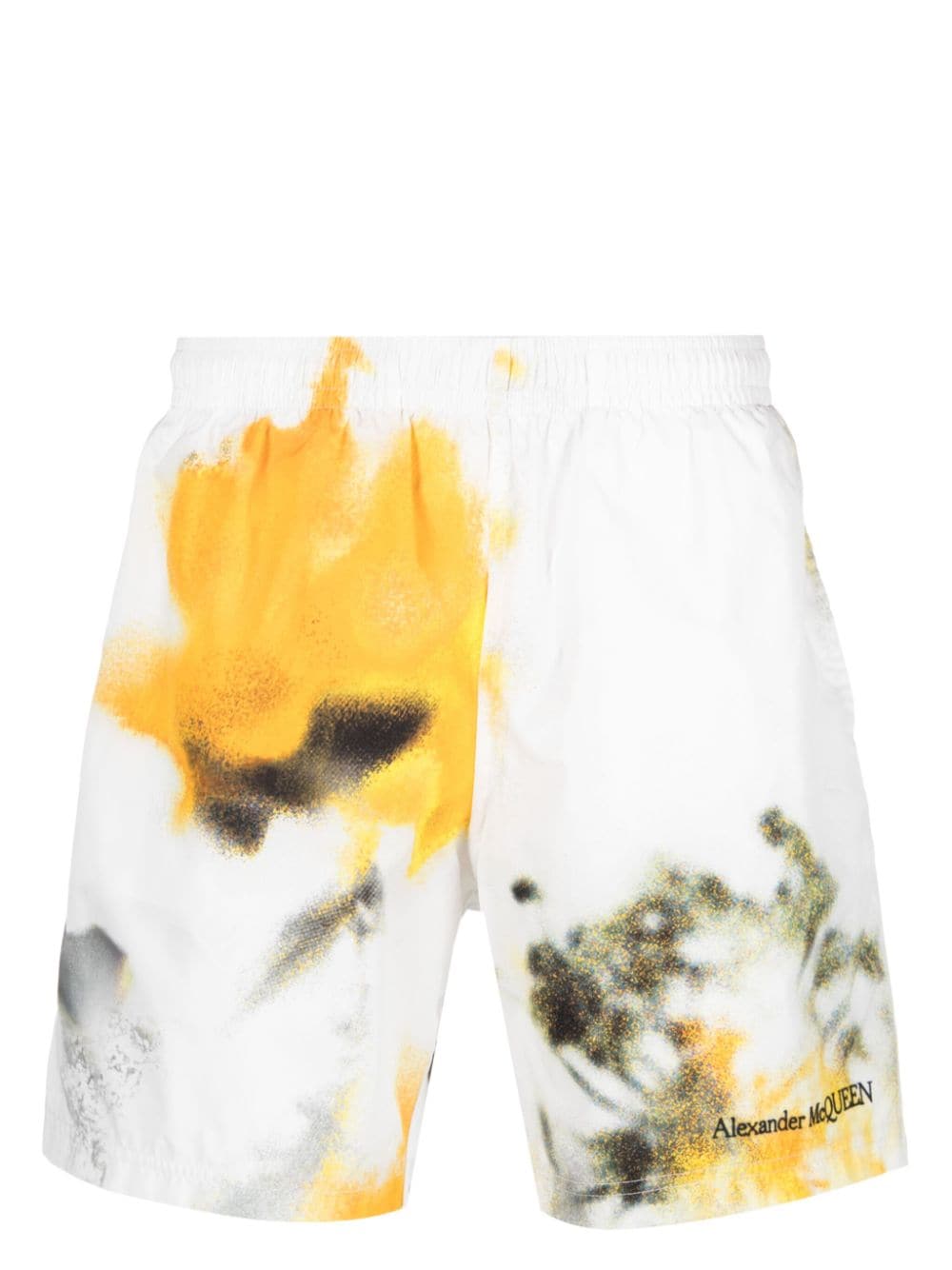 Alexander McQueen Obscured-flower-print swim shorts - White von Alexander McQueen