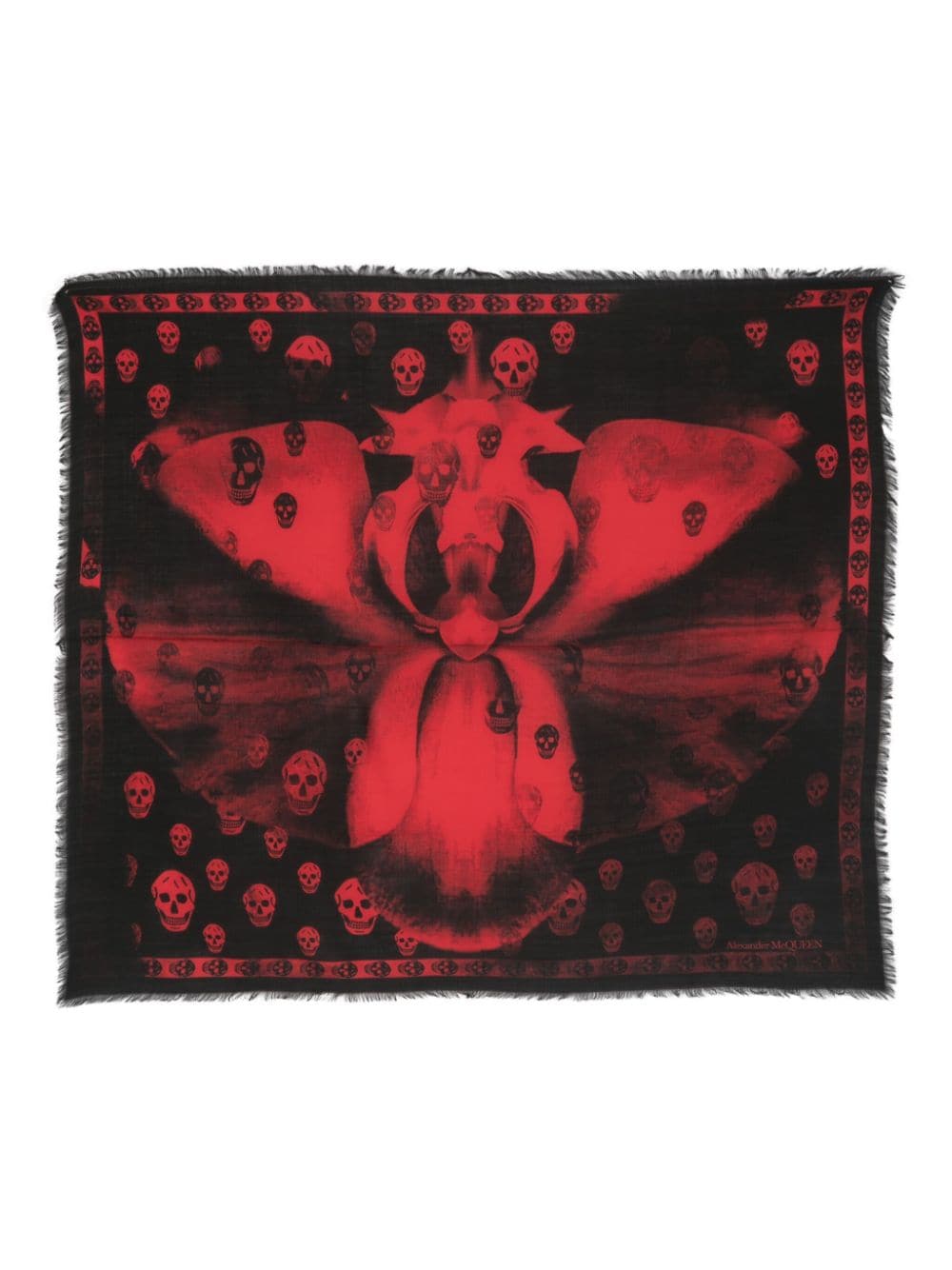 Alexander McQueen Orchid Classic Skull-print wool scarf - Black von Alexander McQueen