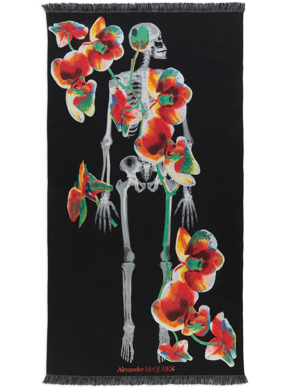 Alexander McQueen Orchid Skeleton Stole wool-blend scarf - Blue von Alexander McQueen