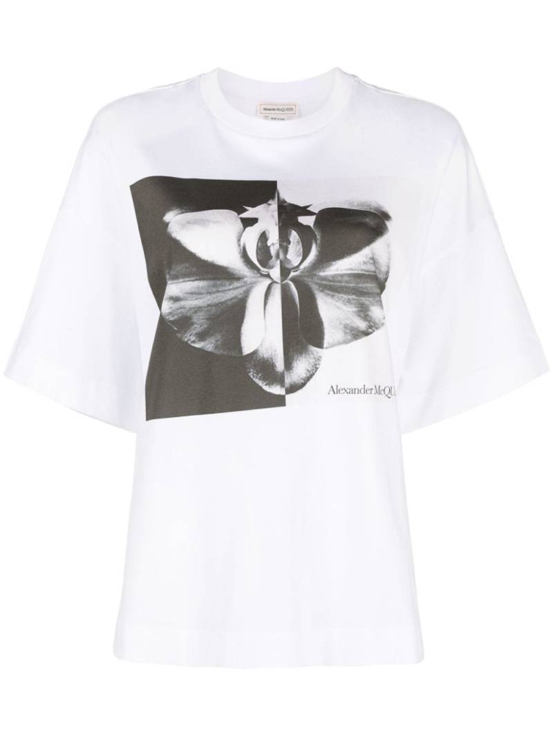 Alexander McQueen Photographic Orchid-print T-shirt - White von Alexander McQueen