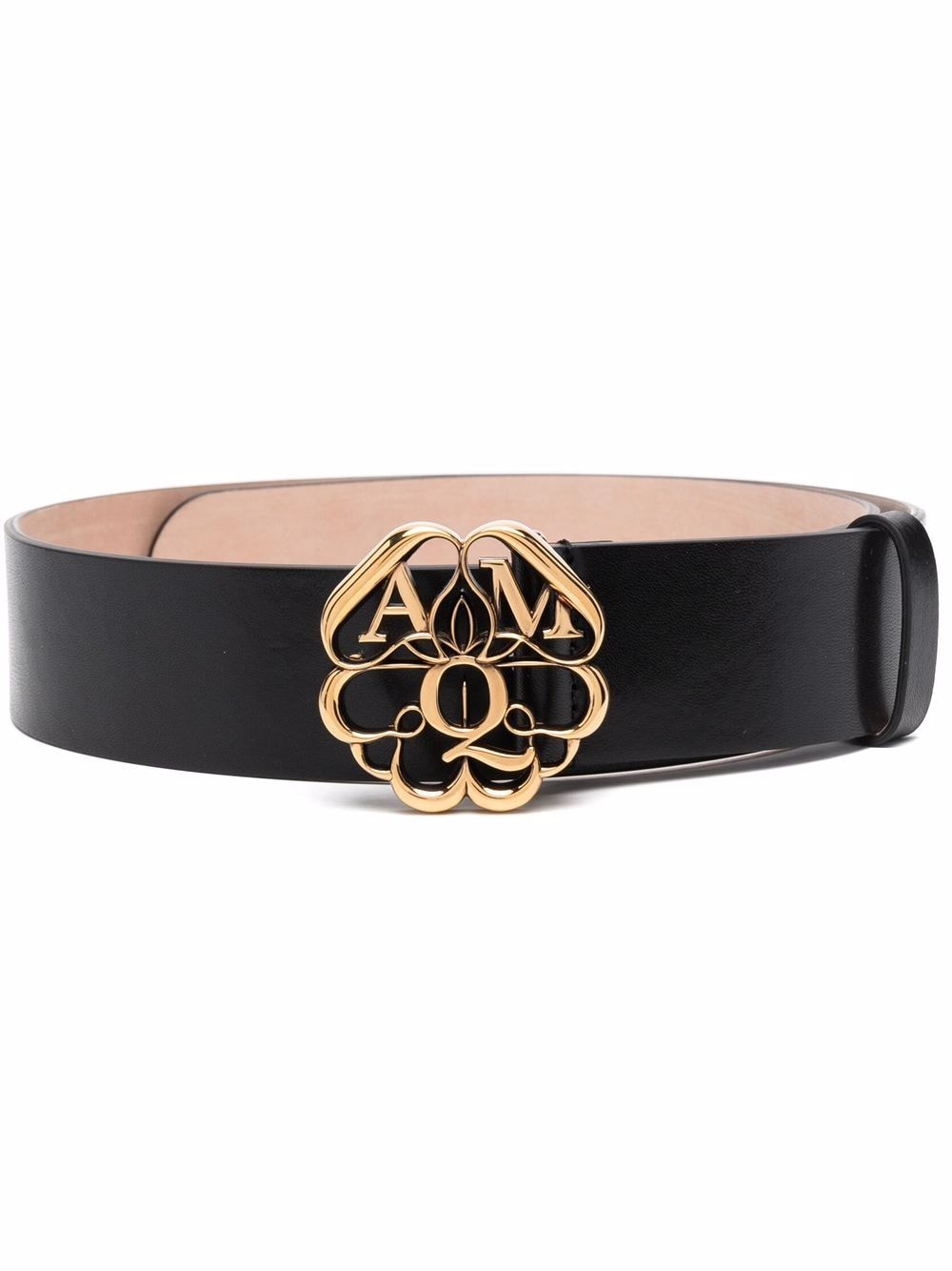 Alexander McQueen Seal Logo leather belt - Black von Alexander McQueen