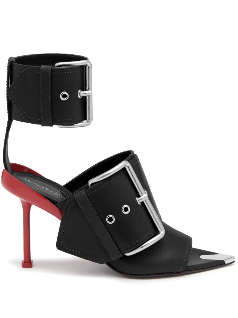 Alexander McQueen Slash Buckle 90mm leather sandals - Black von Alexander McQueen
