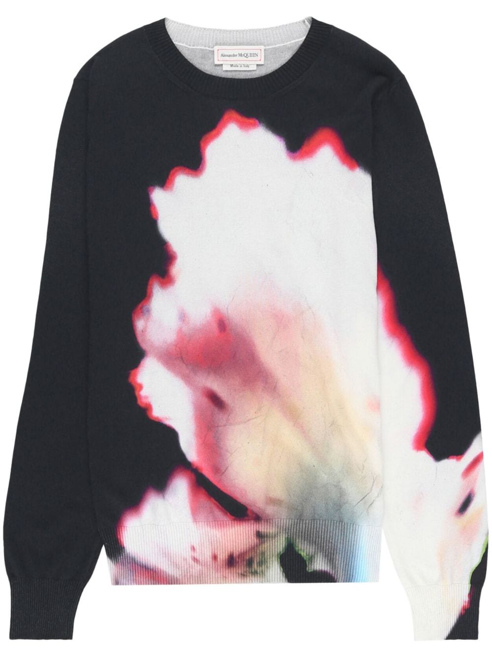 Alexander McQueen Solarised Flower-print cotton sweatshirt - Black von Alexander McQueen