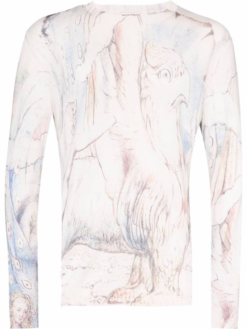 Alexander McQueen William Blake Dante-print crew-neck sweatshirt - Neutrals von Alexander McQueen