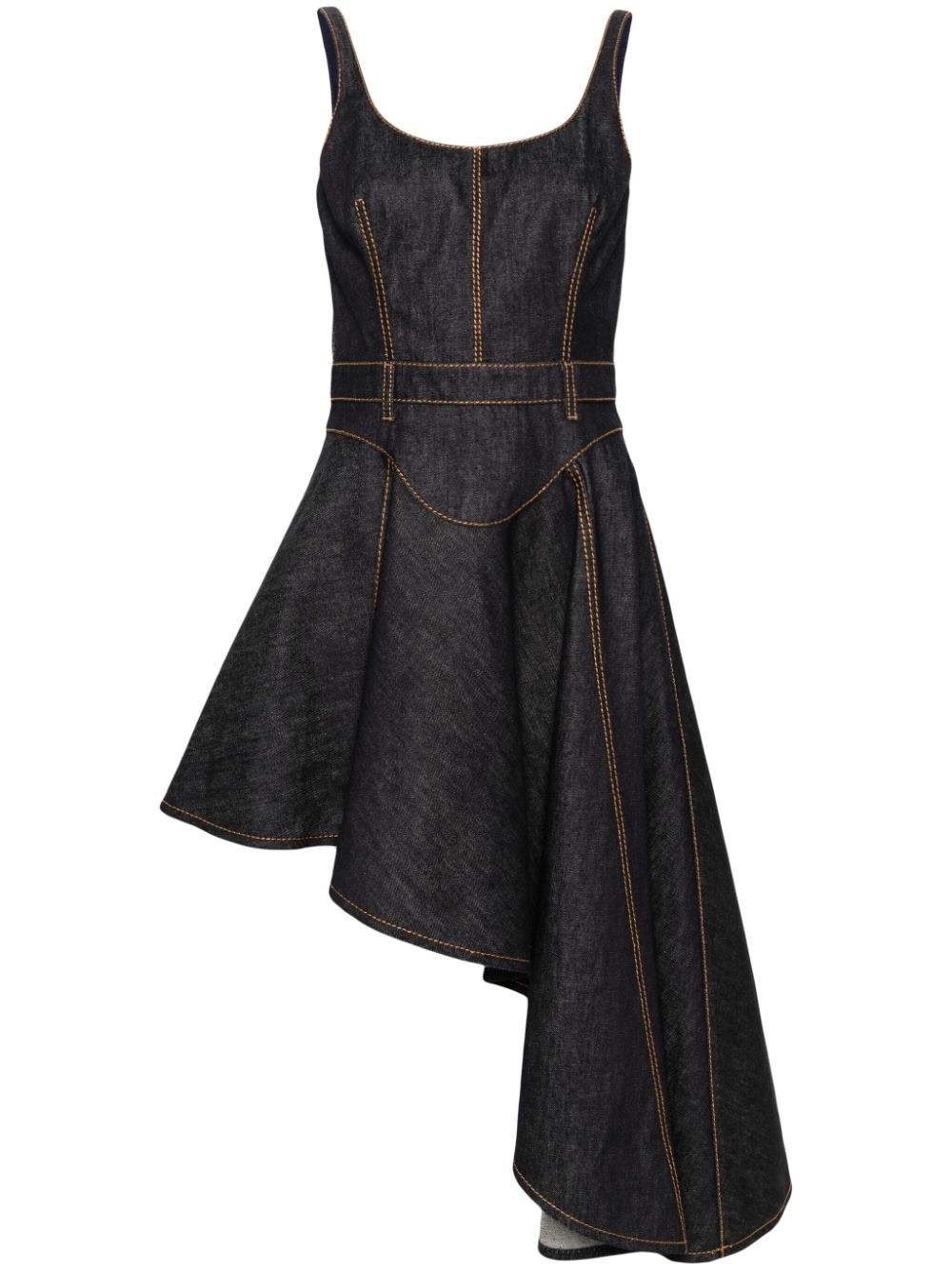 Alexander McQueen asymmetric denim corset dress - Blue von Alexander McQueen