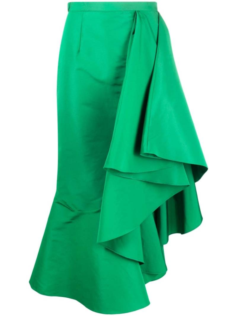 Alexander McQueen asymmetric flared midi skirt - Green von Alexander McQueen