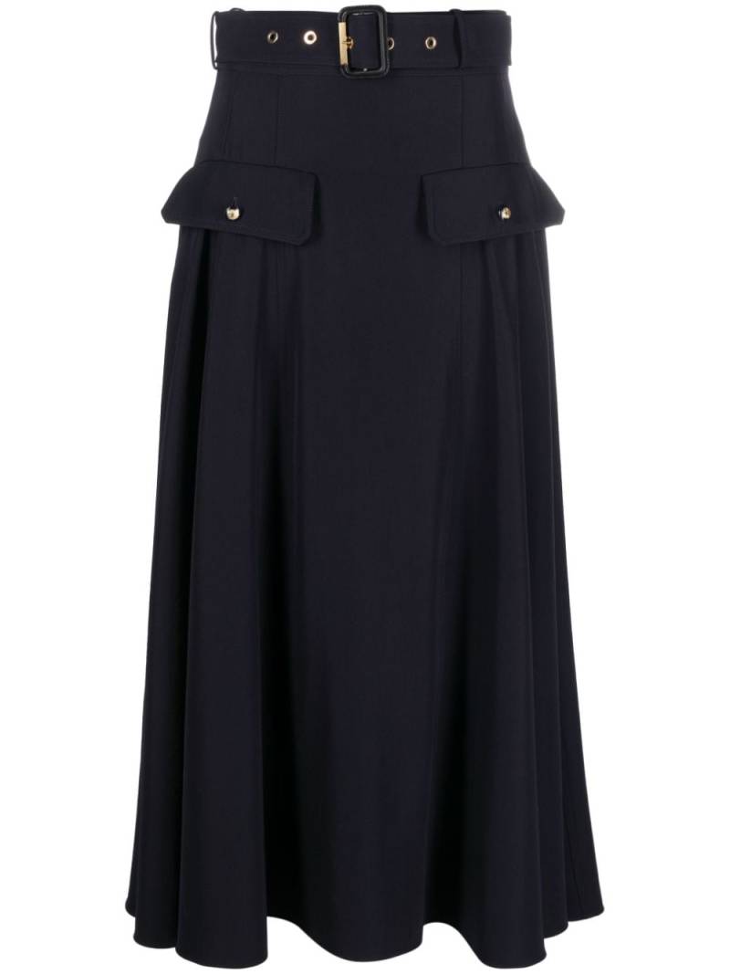 Alexander McQueen belted wool-blend skirt - Blue von Alexander McQueen