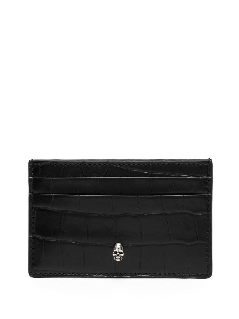 Alexander McQueen black crocodile embossed skull cardholder von Alexander McQueen