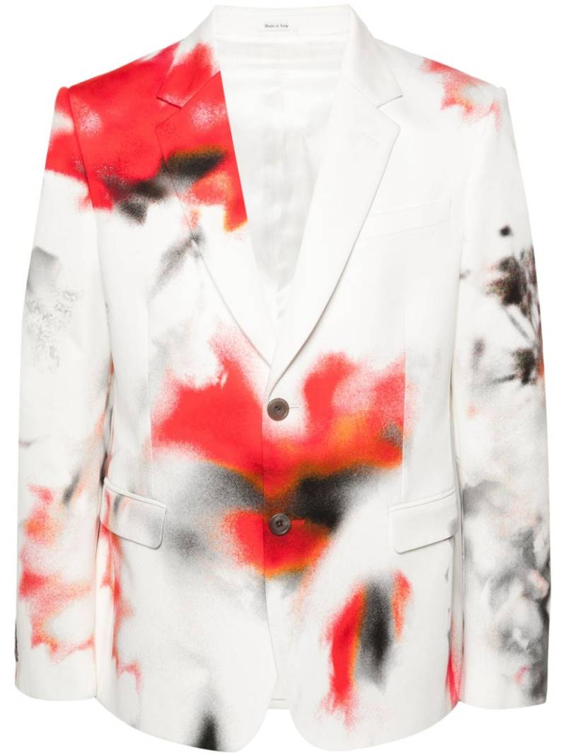 Alexander McQueen blotch-print cotton blazer - White von Alexander McQueen