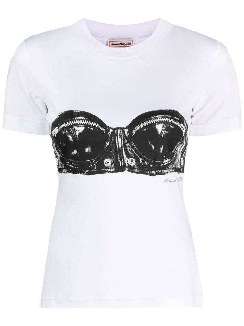 Alexander McQueen bra-print T-shirt - White von Alexander McQueen