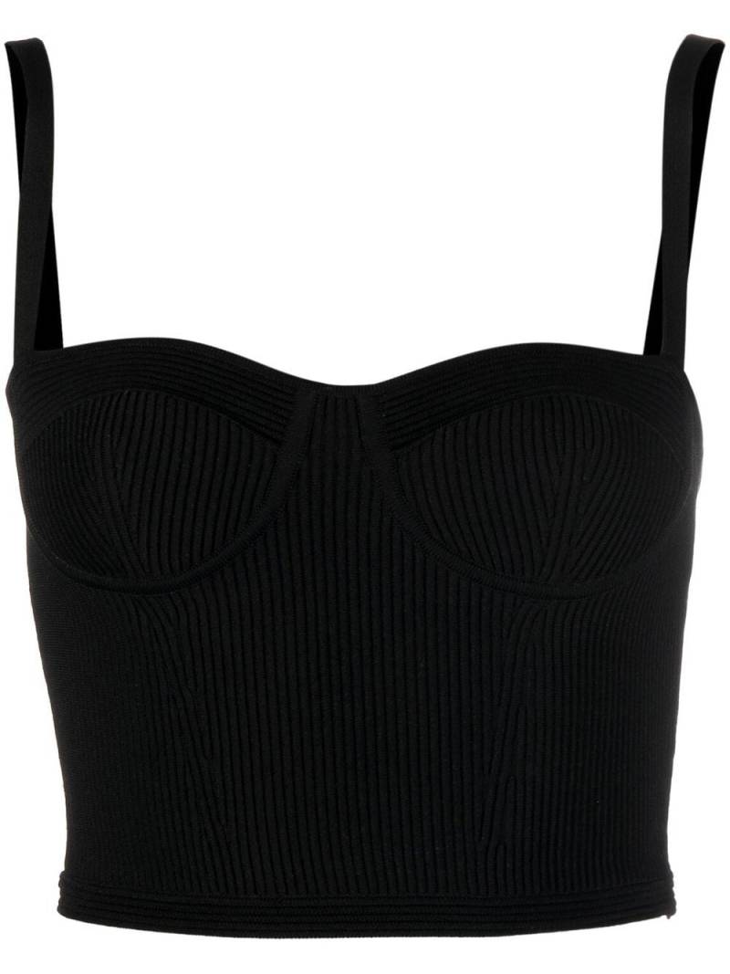 Alexander McQueen bustier-style ribbed crop top - Black von Alexander McQueen