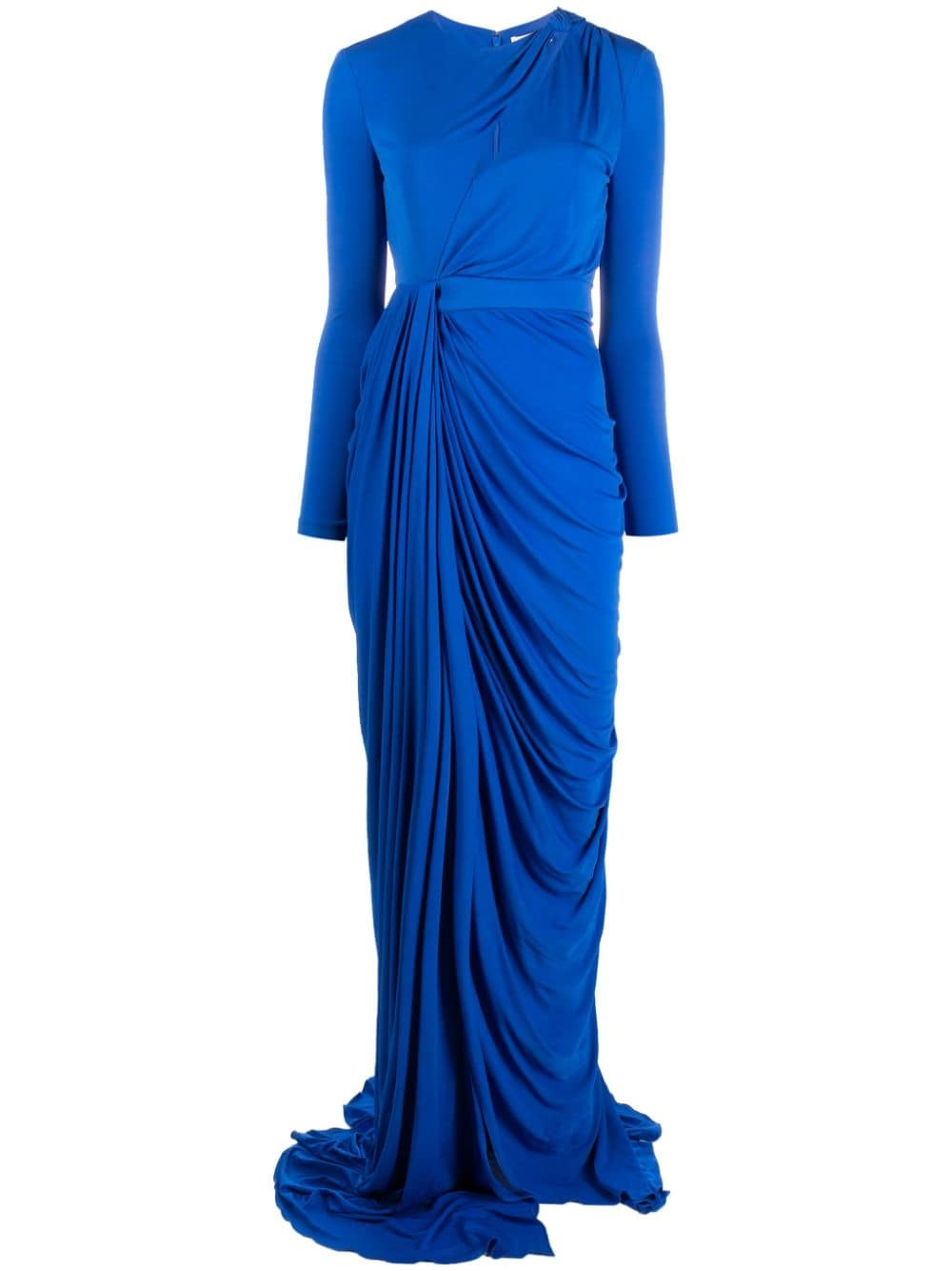 Alexander McQueen cascading pleats long-sleeve gown - Blue von Alexander McQueen