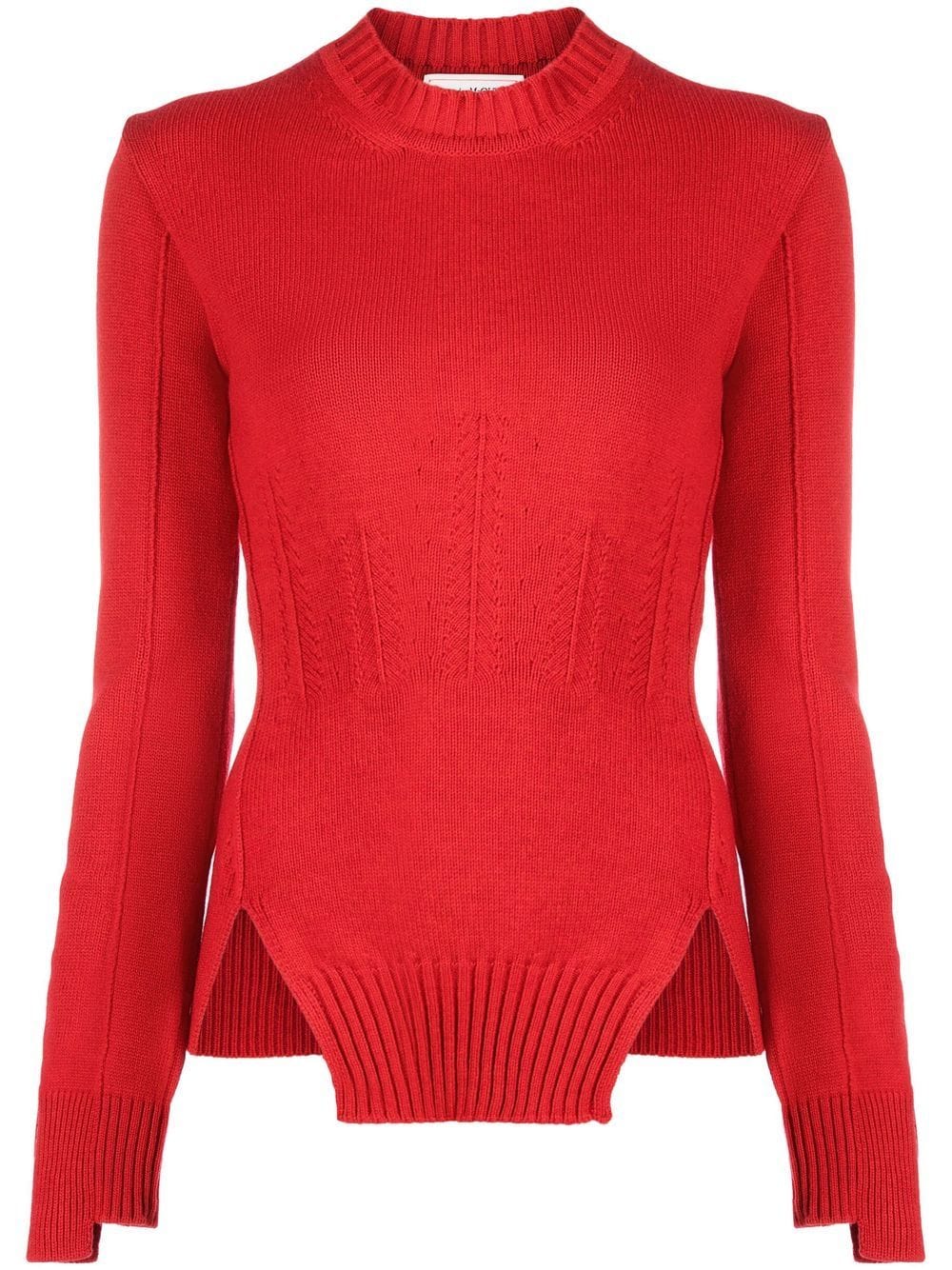 Alexander McQueen choppy-hem cashmere jumper - Red von Alexander McQueen