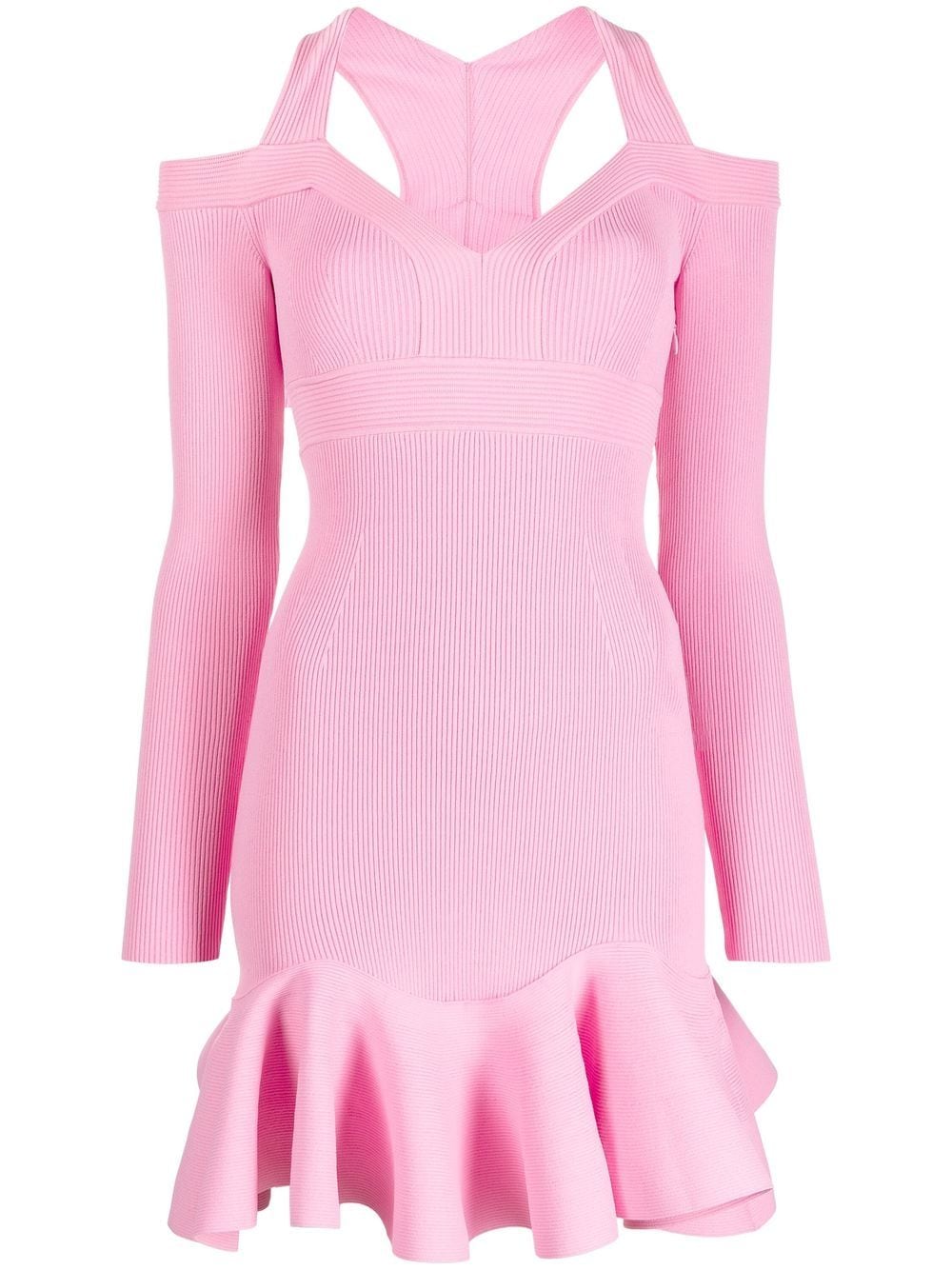 Alexander McQueen cold-shoulder knitted minidress - Pink von Alexander McQueen