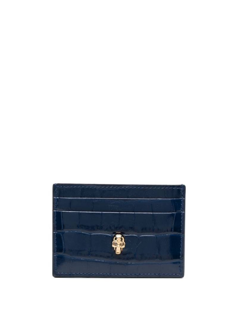 Alexander McQueen crocodile effect card slot - Blue von Alexander McQueen