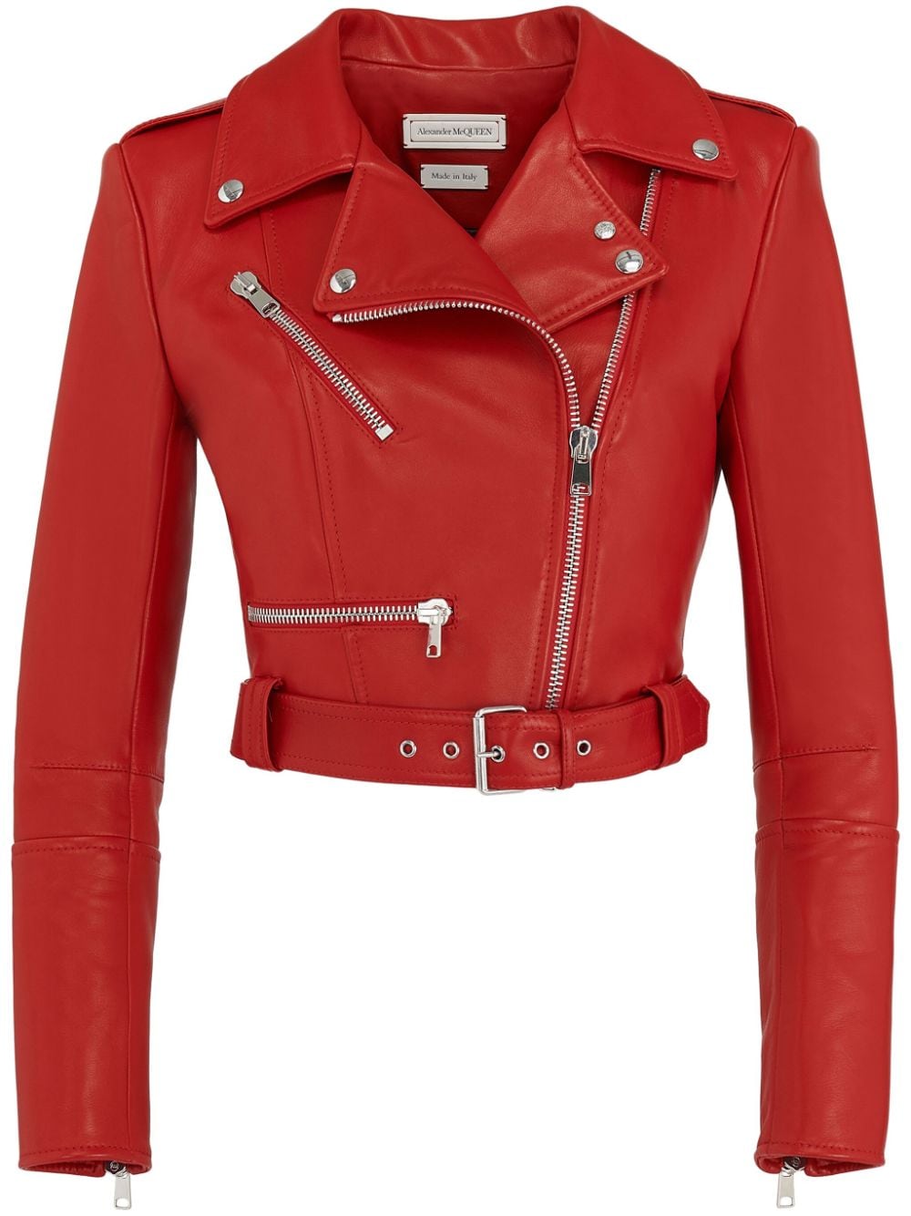 Alexander McQueen cropped biker jacket - Red von Alexander McQueen