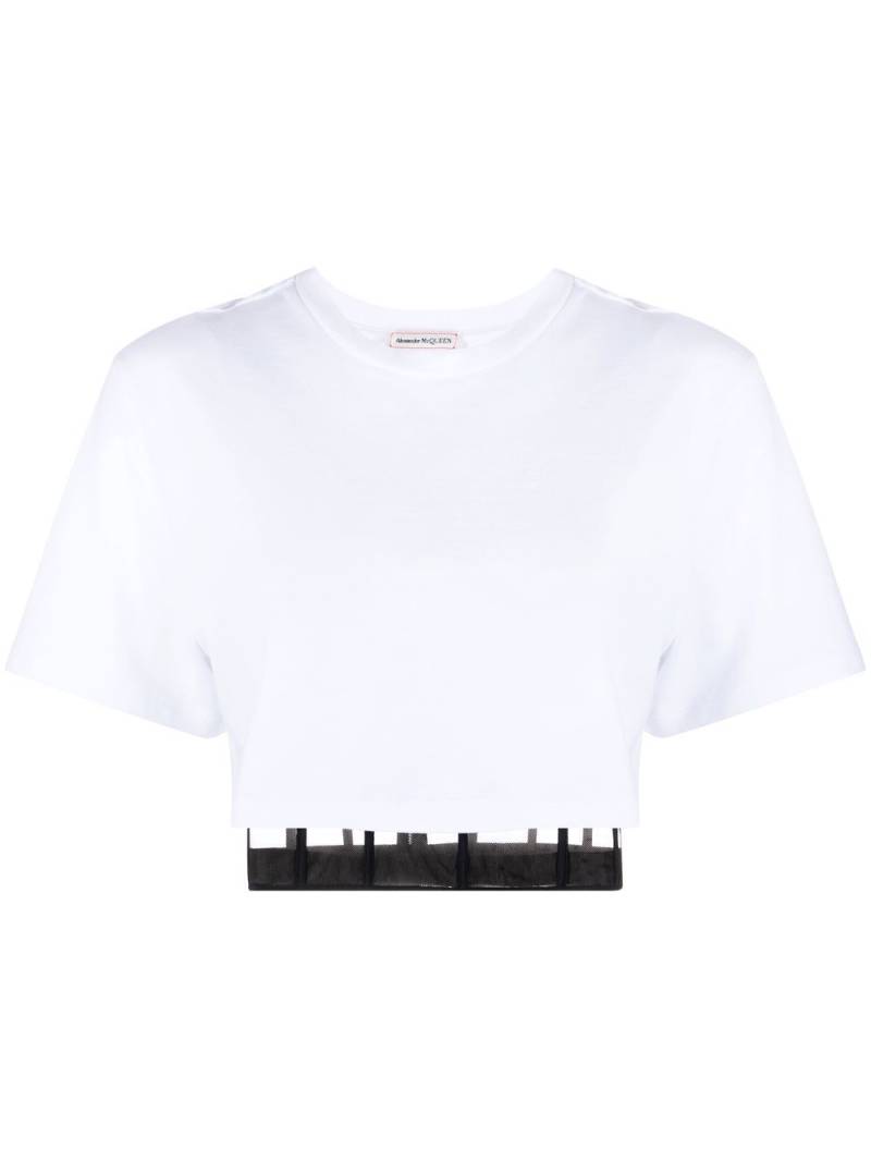 Alexander McQueen cropped cut-out T-shirt - White von Alexander McQueen