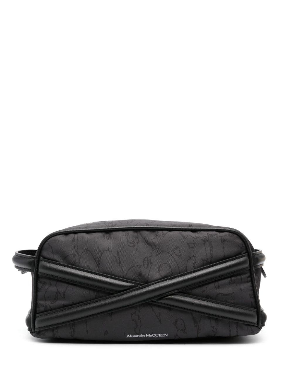Alexander McQueen cross-strap logo-print wash bag - Black von Alexander McQueen