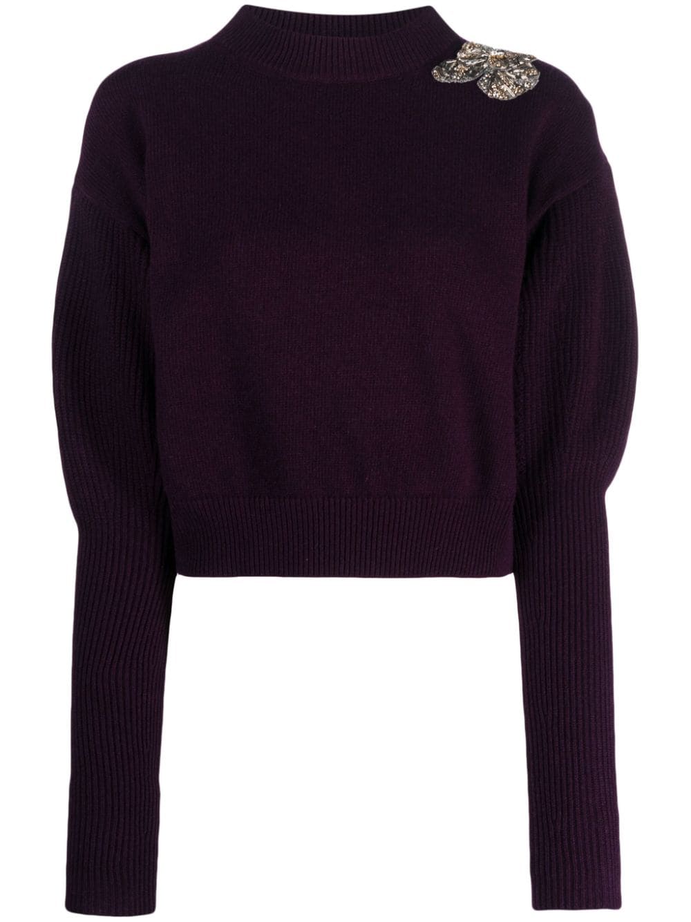 Alexander McQueen crystal-embellished wool-cashmere jumper - Purple von Alexander McQueen