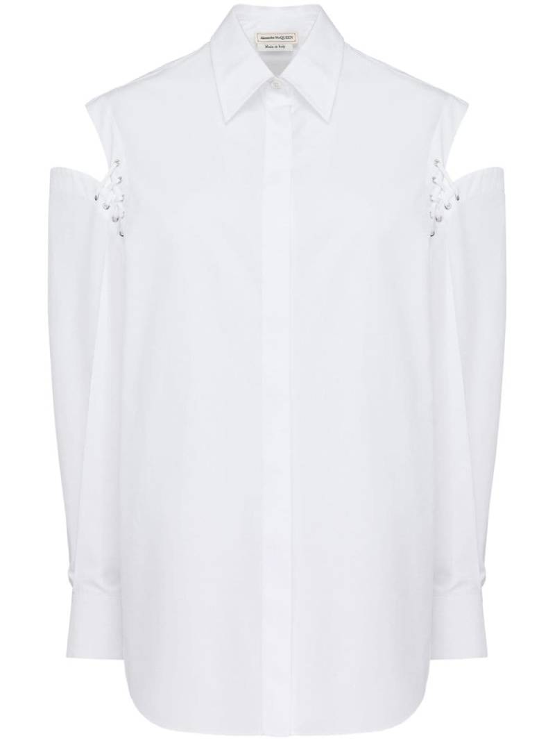 Alexander McQueen cut-out cotton shirt - White von Alexander McQueen
