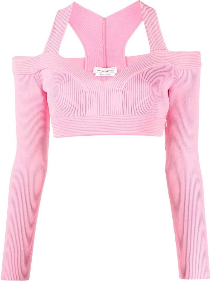 Alexander McQueen cut-out cropped top - Pink von Alexander McQueen