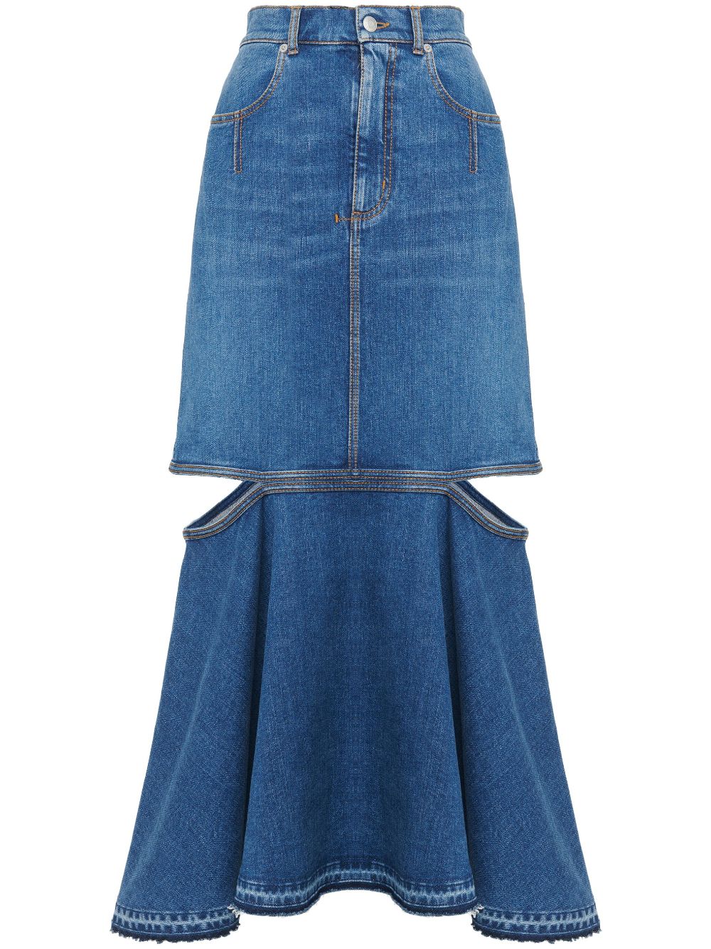 Alexander McQueen cut-out denim skirt - Blue von Alexander McQueen