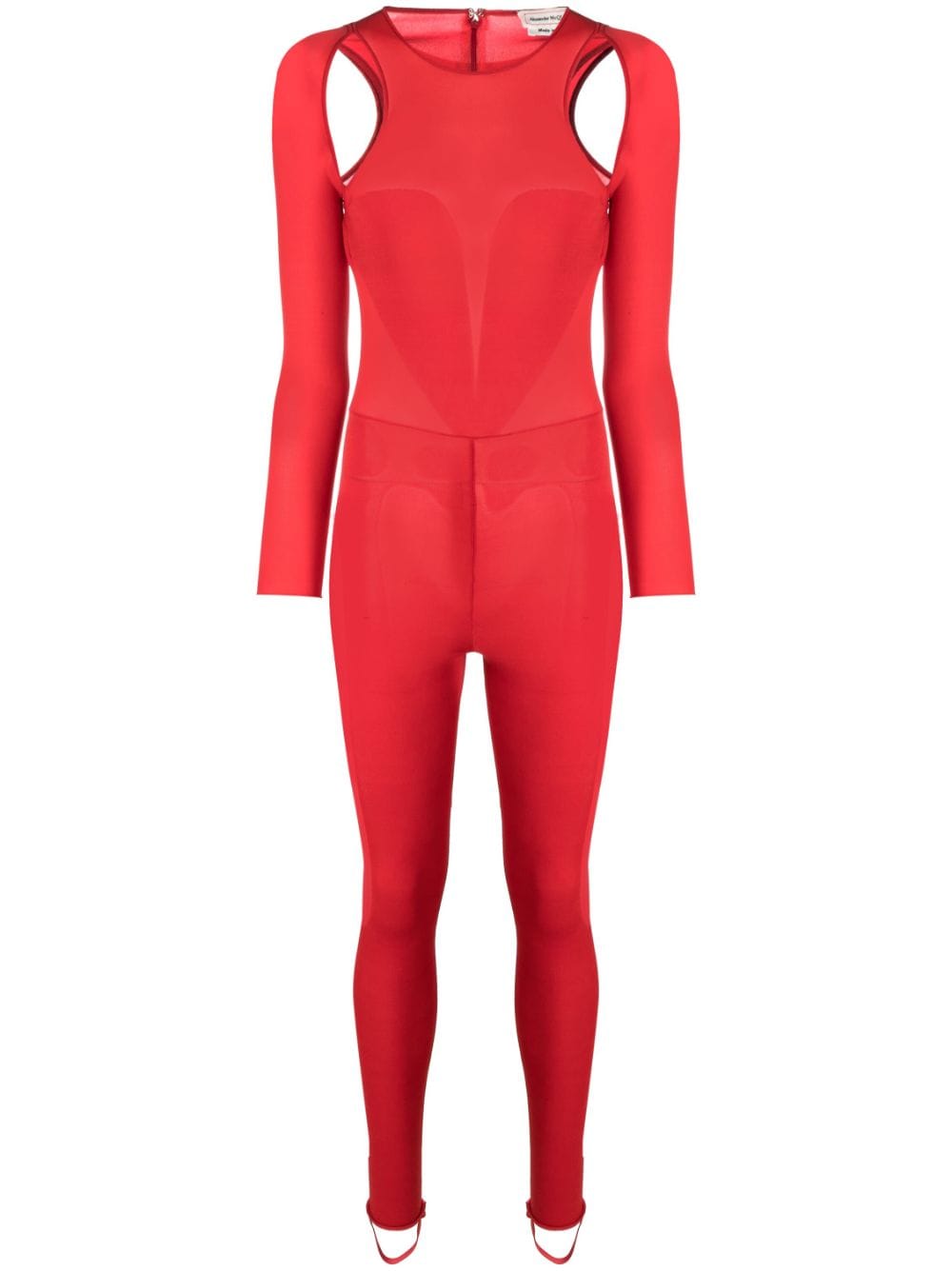 Alexander McQueen cut-out long-sleeve jumpsuit - Red von Alexander McQueen