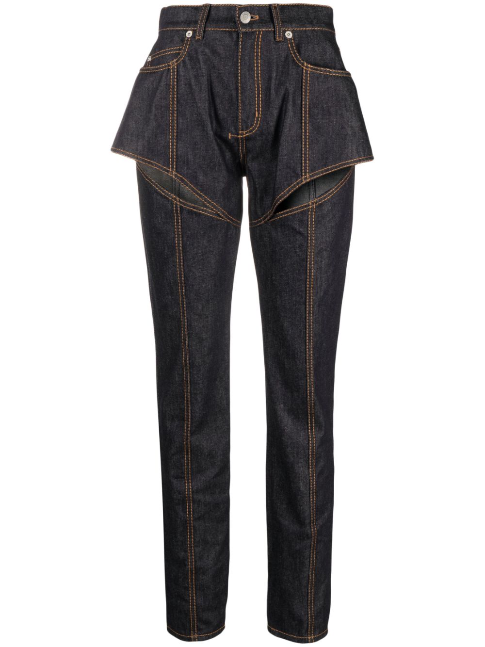 Alexander McQueen cutout high-rise tapered jeans - Blue von Alexander McQueen